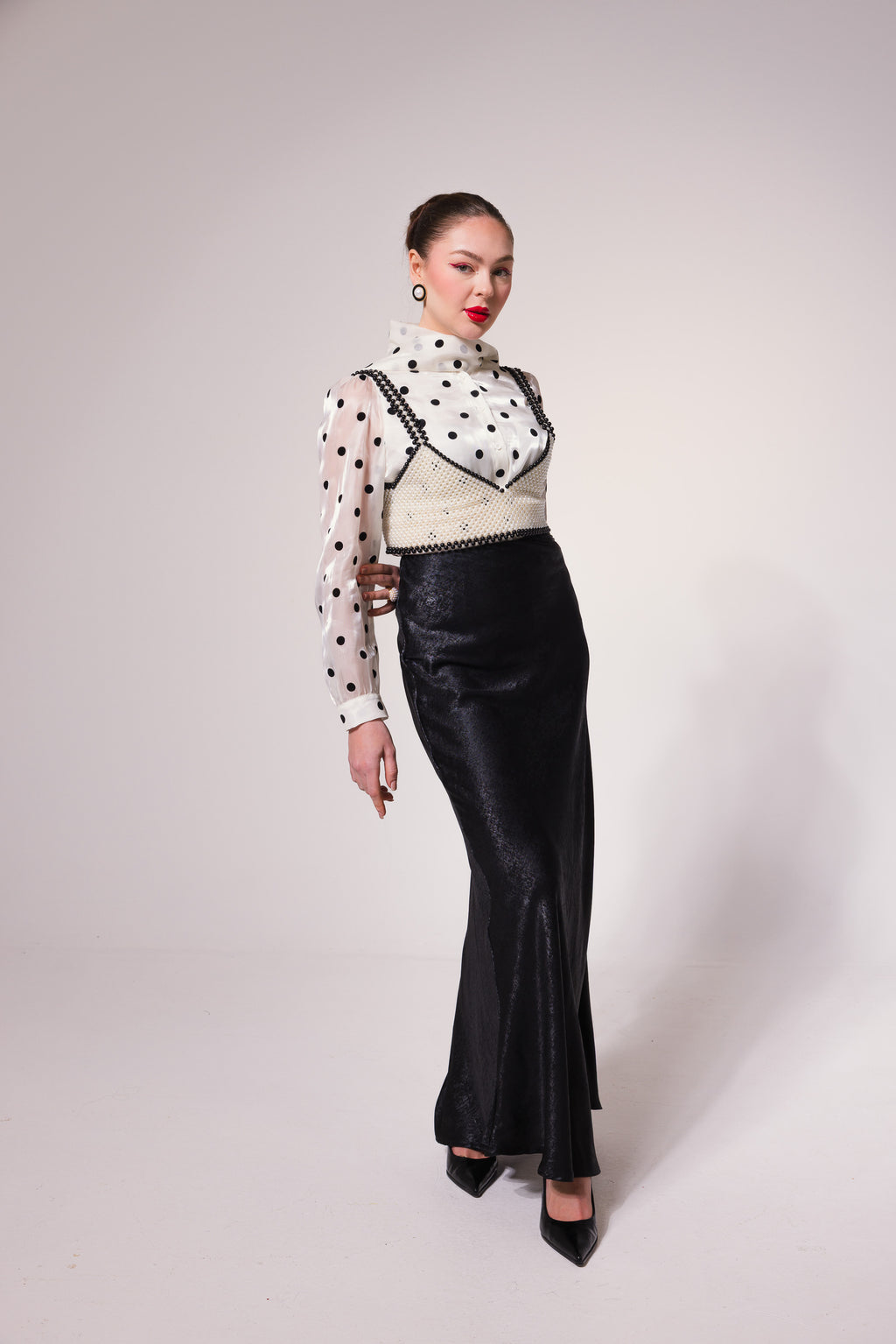 Polka Dot Ribbon Blouse