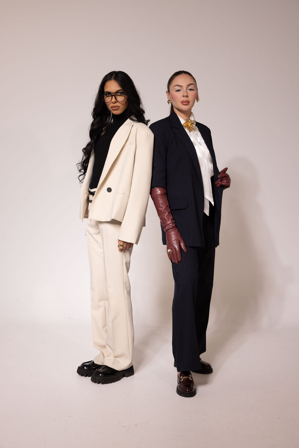 Navy Pinstripe Tailored Pants