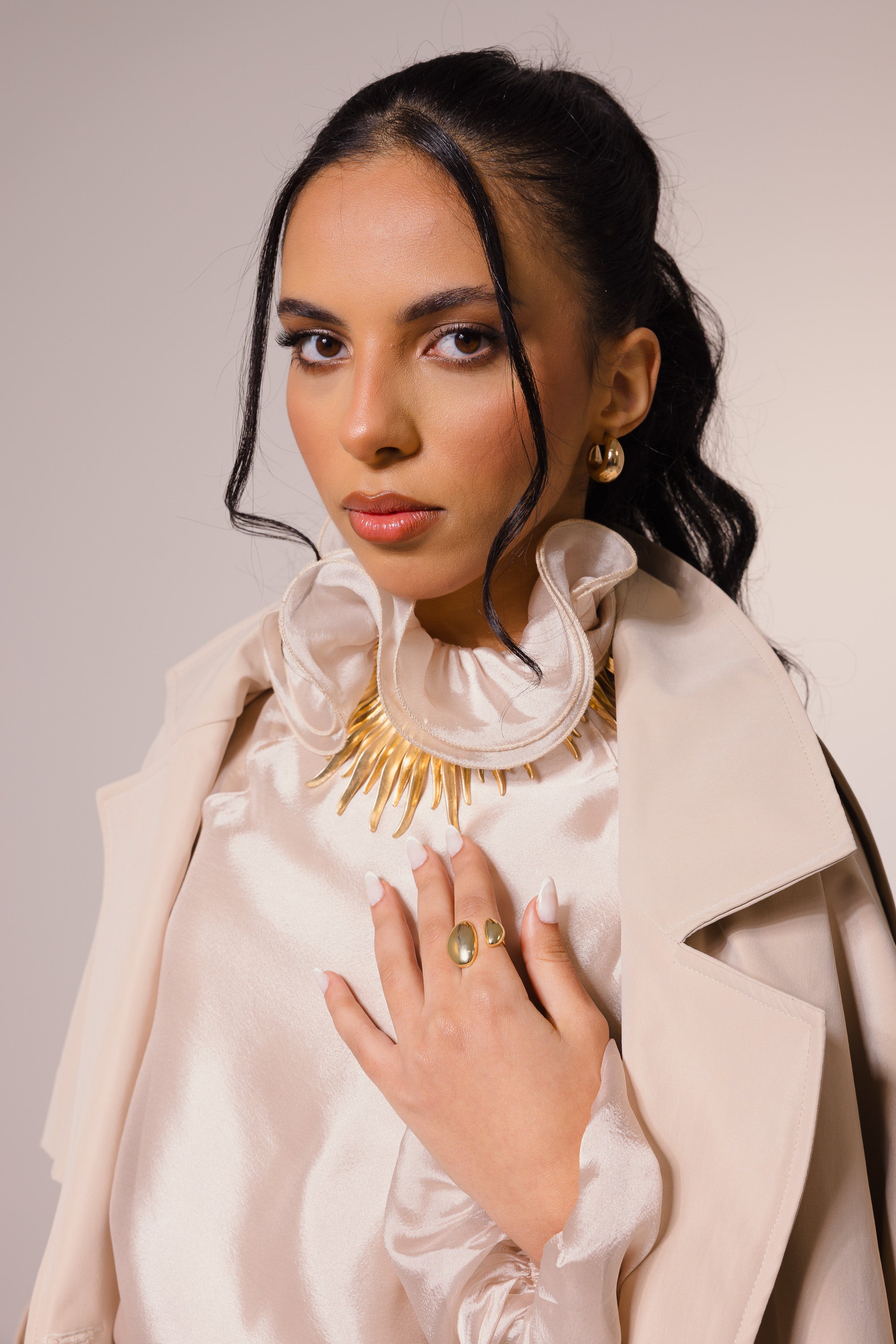 Ruffled Bow Collar Blouse